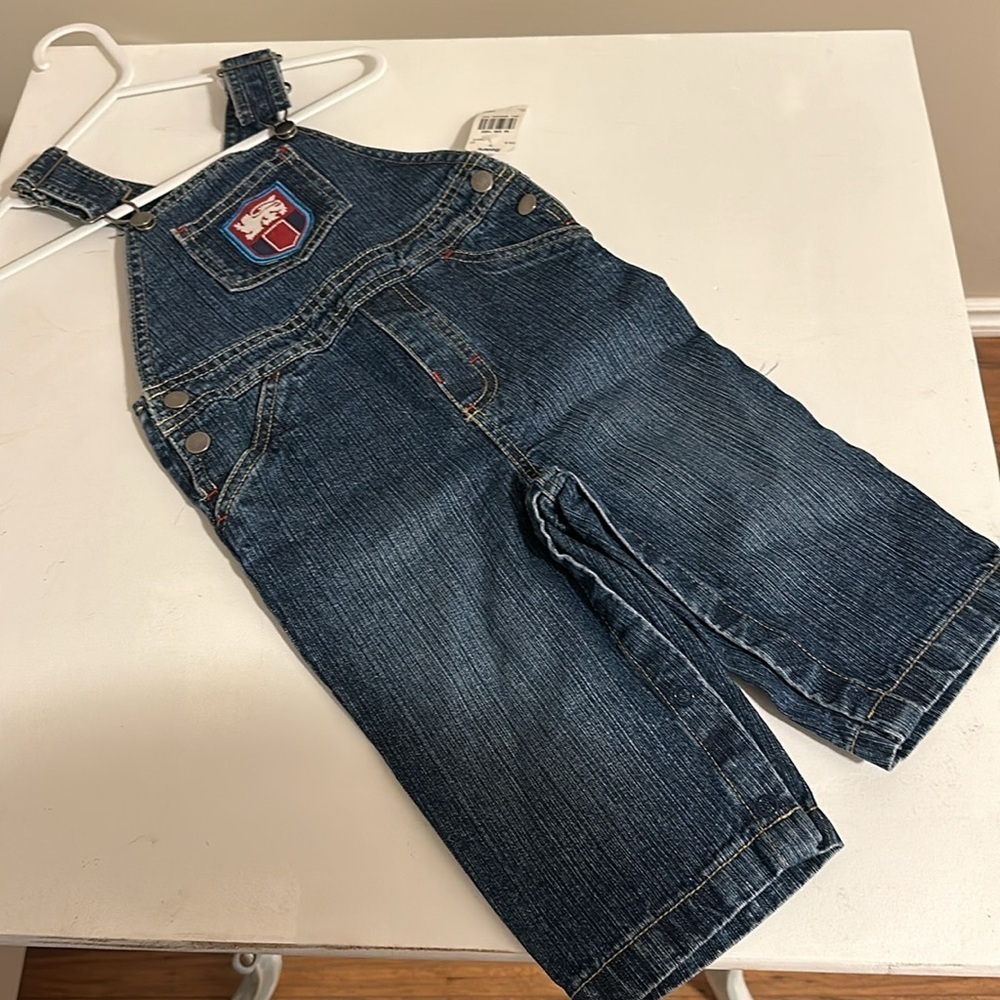 🍄18m 20lbs vintage baby boots Sears denim jean over alls NWT embroidered detail🍓
